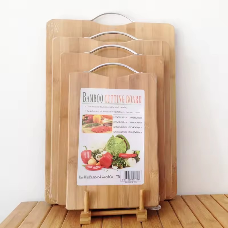 Wholesale Bamboo Wood Cutting Board with Handle Eco-Friendly Kitchen Chopping Block