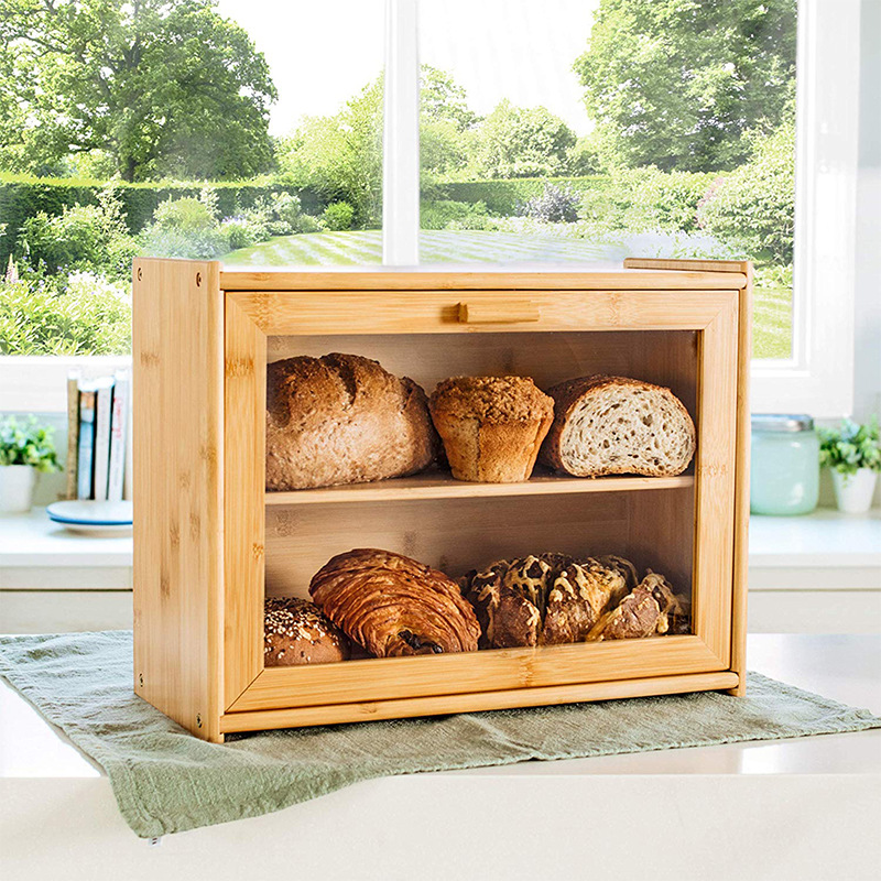 Large Bread Box Bamboo Bread Box Double-layer Bread Storage Box