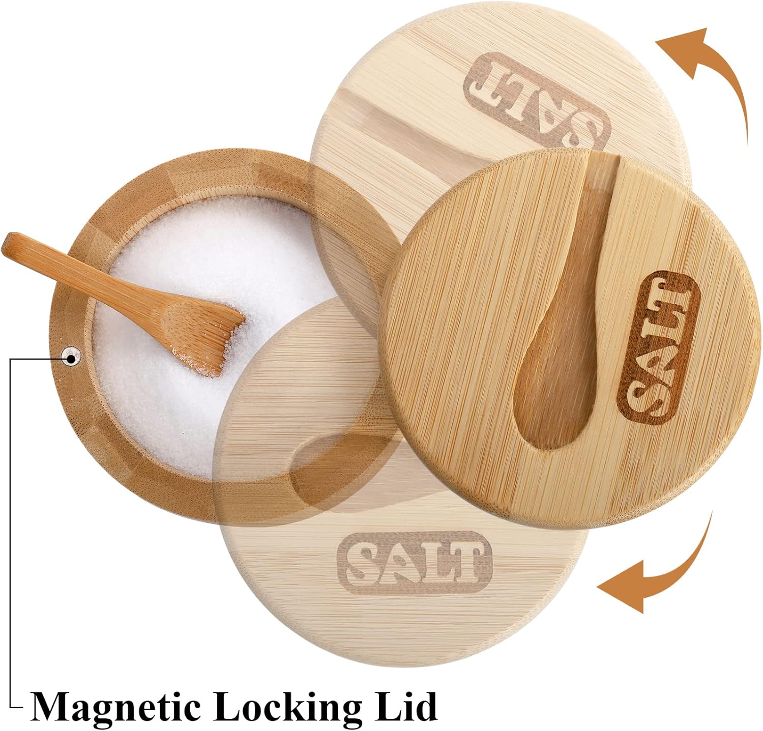 Storage Salt Cellar Bamboo Spice Jar Bamboo Seasoning Box Seasoning Powder for Kitchen Tools