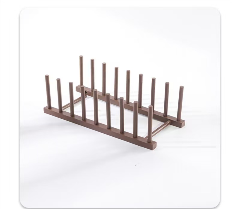 Natural Bamboo Wooden Single Dish Drying Rack Multi-Purpose Standing Type Storage Solution for Baking Pan Cup Pot Lid Bowl