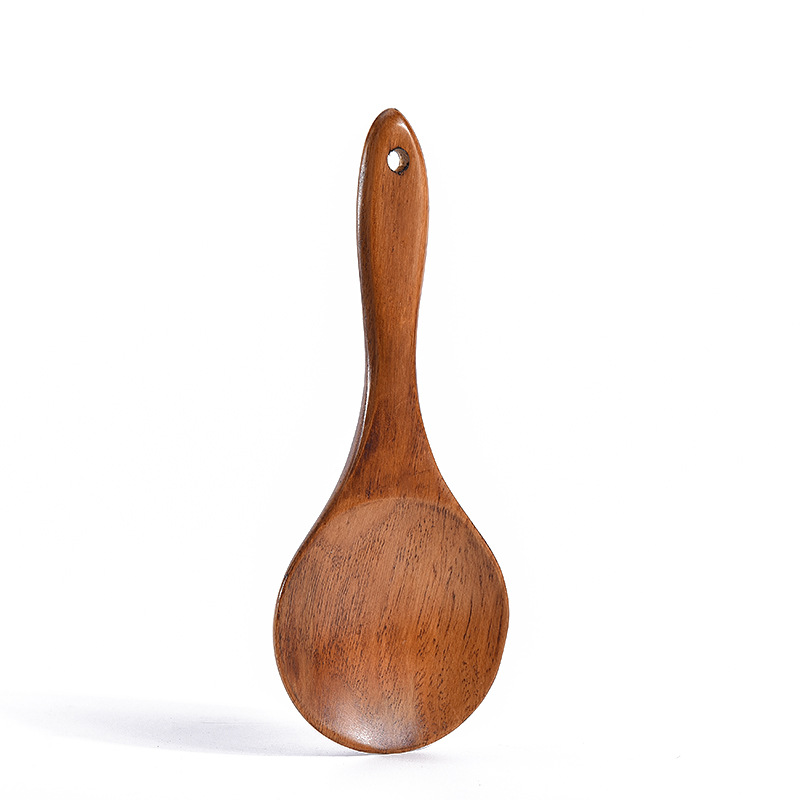 Non Stick Chinese Regular Size 200mm Natural Bamboo Wooden Cooker Serving Paddle Rice Spoon