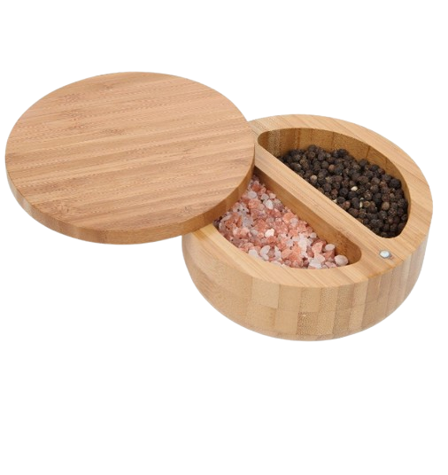 Herb Spice Tool Spice Cellar for Kitchen Bamboo Seasoning Box Large Selling Swivel Lid Wooden Salt Cage Salt Cellar Box