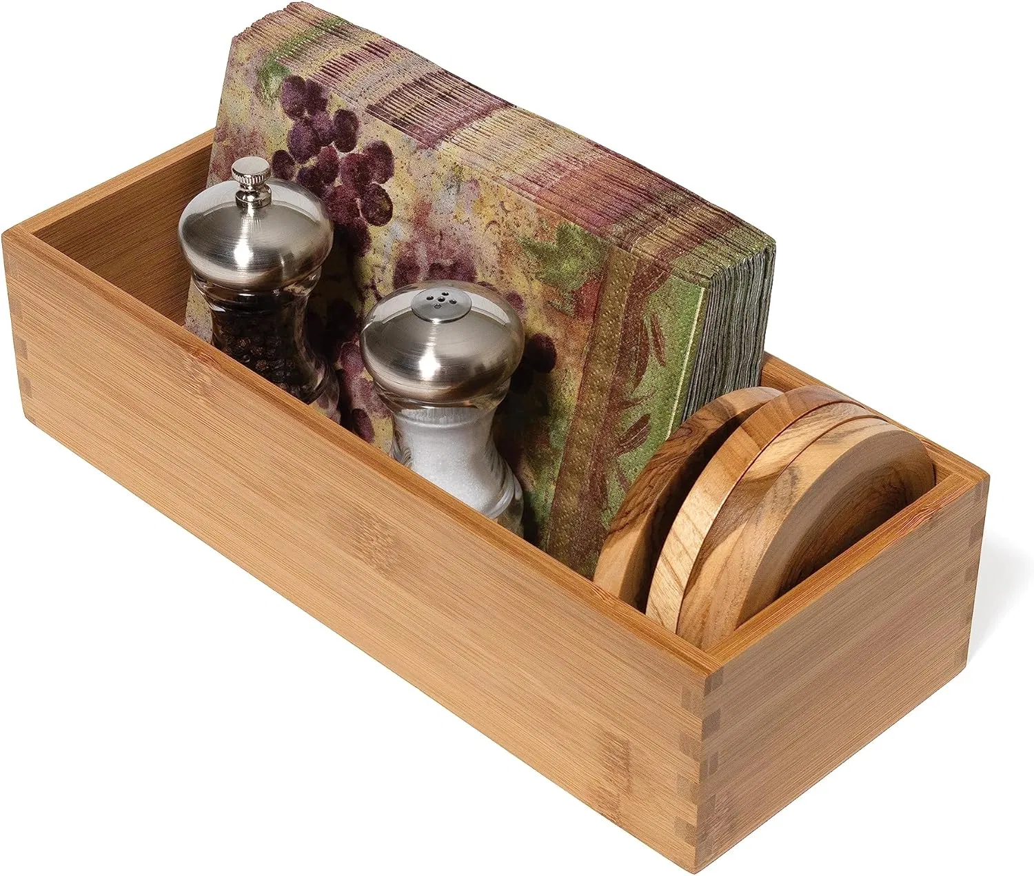 Bamboo and Wood Cutlery Tray Rack Storage Box