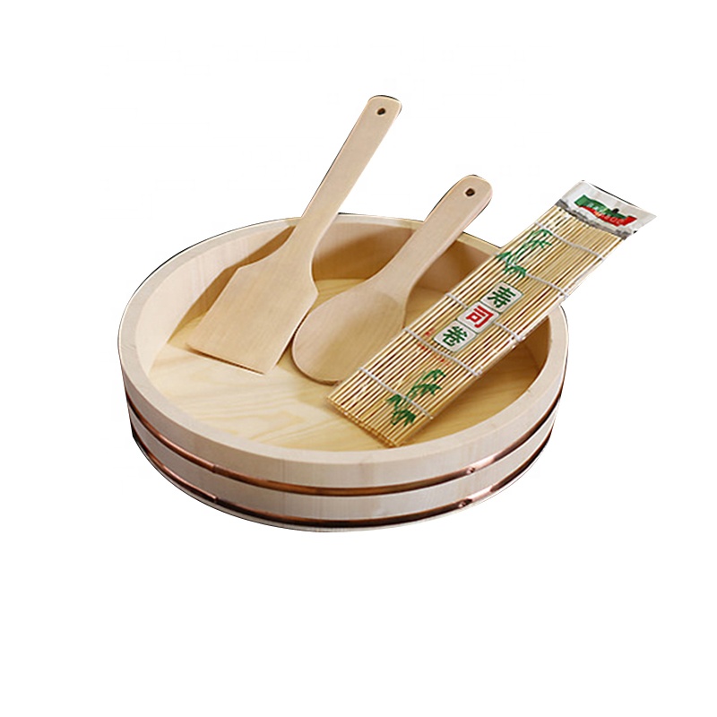 Natural Pinewood Food Rice Tubs Sushi Tools Bamboo Paddles Sushi Mat Sushi Making Kit Set