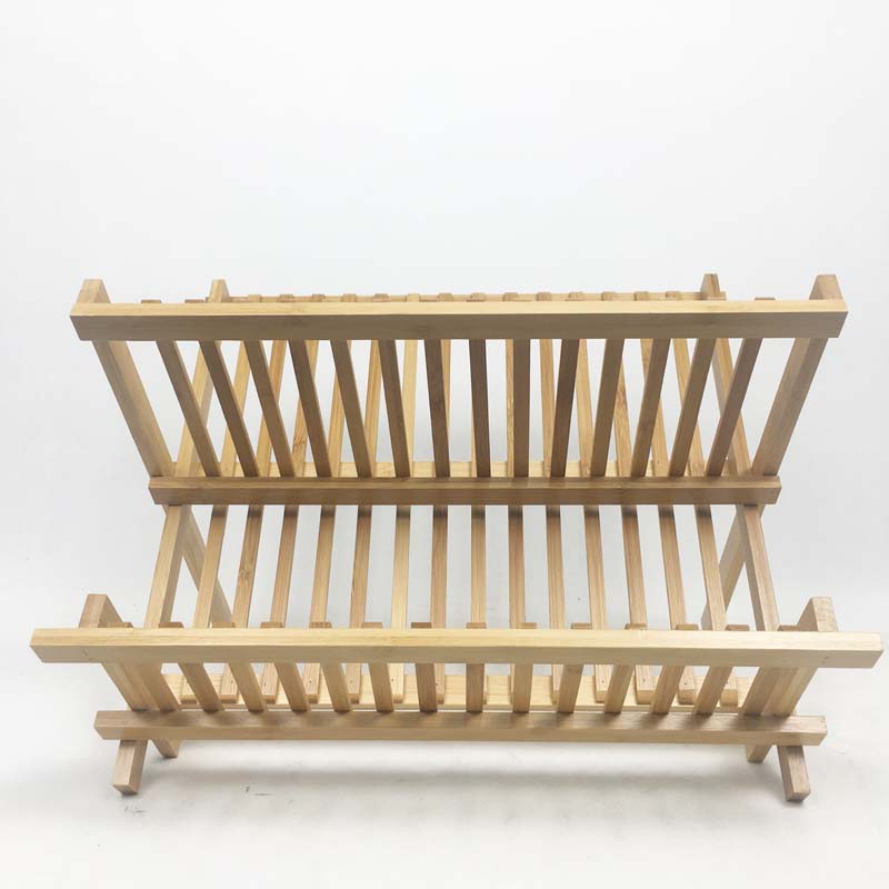 GOURMAID Custom Folding Kitchen Bamboo Plate Drying Rack Dish Rack