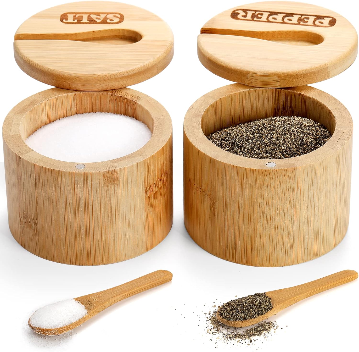 Storage Salt Cellar Bamboo Spice Jar Bamboo Seasoning Box Seasoning Powder for Kitchen Tools