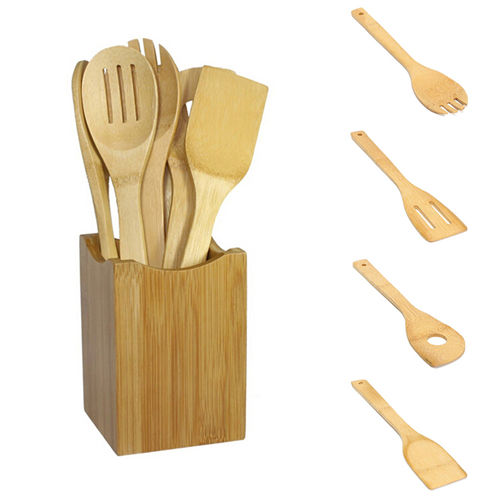 Wholesale Bamboo Spoon Spatula Kitchen Utensil Wooden Cooking Tool Mixing Set