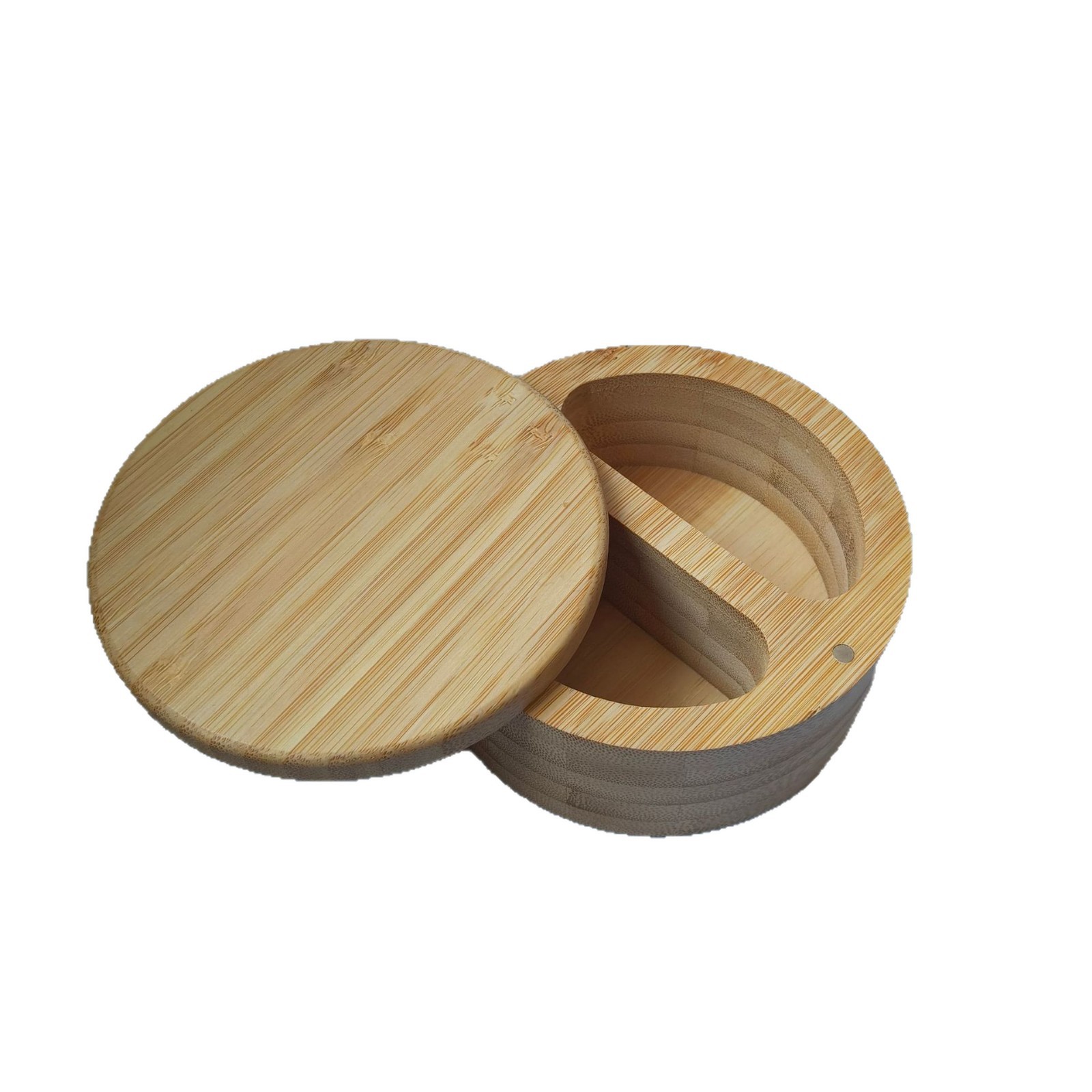 Bamboo Modern Salt Cellar Wood Storage Box Magnetic Swivel Lid Food Spices Freshness Preserved Modern Home