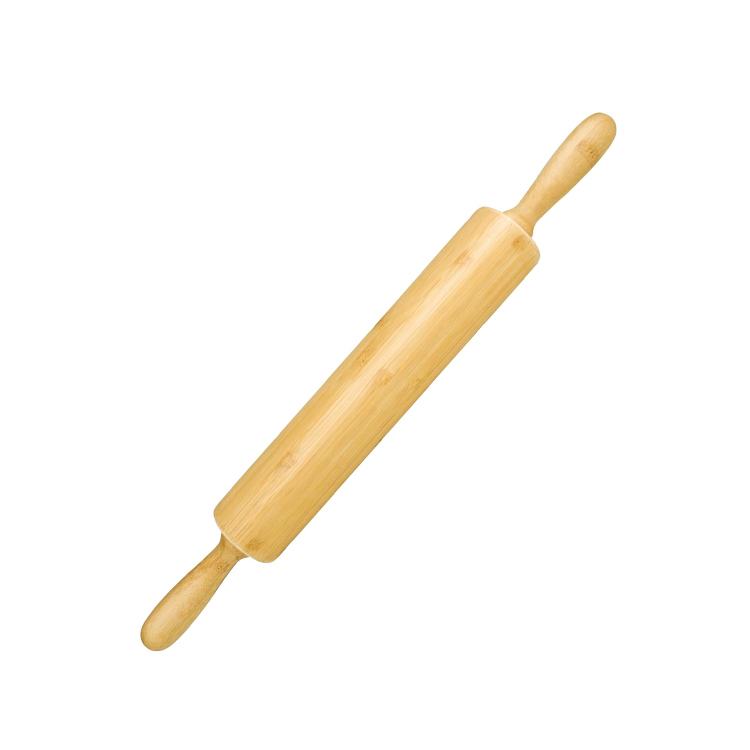 WDF Natural Bamboo Eco-friendly Dough Roller 360&deg; Rotation Cookie Dumpling Skin DIY Tool Non-stick Rolling Pin for Baking