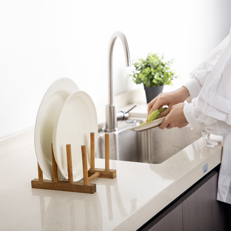 Wholesale Cheap Home Storage Organization Bamboo Wooden Dish Rack Dish Plate Cup Bowl Holders Drying Racks