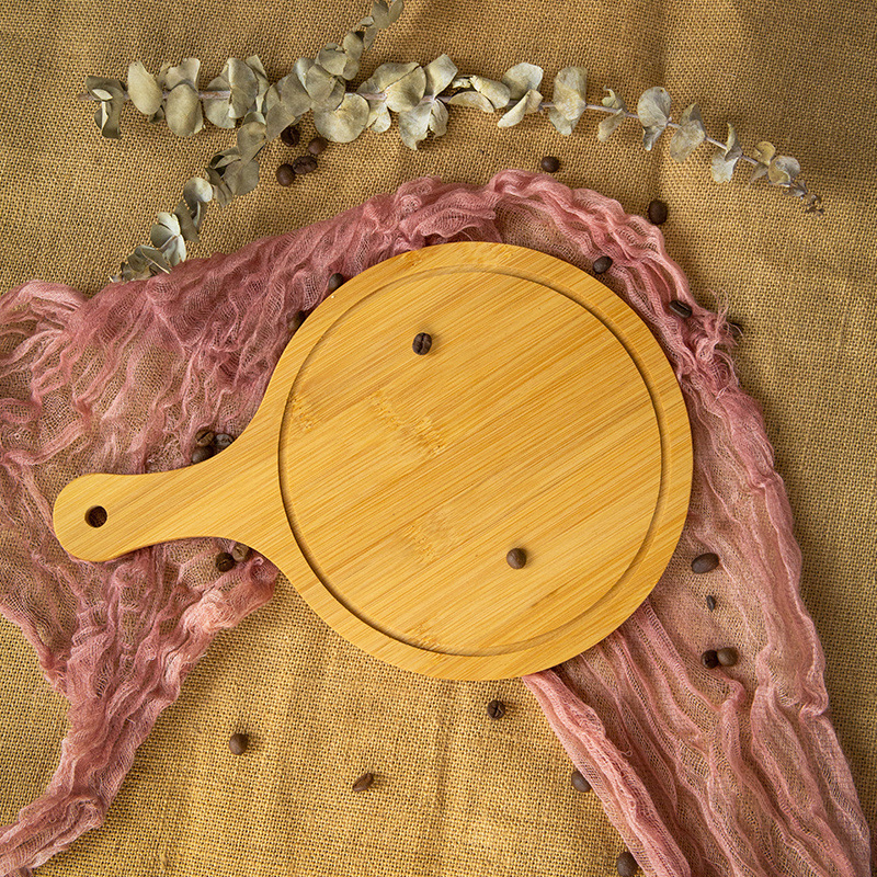 High-End Tableware Bamboo Pizza Spatula and Food Grade Wood Tray for Family Restaurant Celebrations