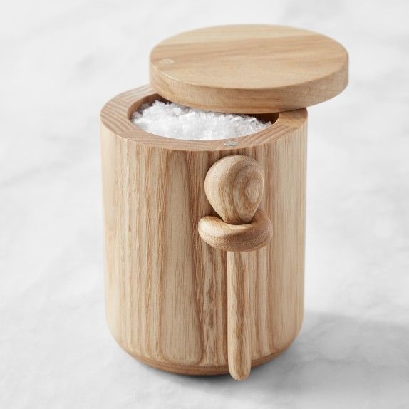 Round Bamboo Salt Cellar Magnetic Swivel Lid Kitchen Seasoning Spice Box Eco Friendly Sugar Pepper Storage Jar Wholesales