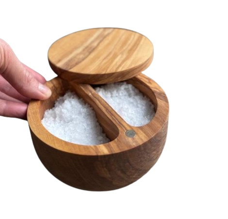 Herb Spice Tool Spice Cellar for Kitchen Bamboo Seasoning Box Large Selling Swivel Lid Wooden Salt Cage Salt Cellar Box