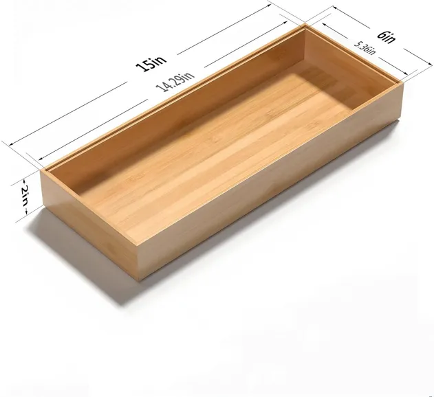 Bamboo Kitchen Stackable Cutlery Storage Tray