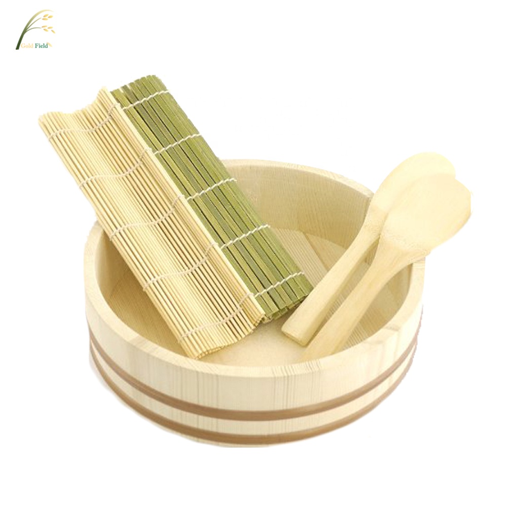 Natural Pinewood Food Rice Tubs Sushi Tools Bamboo Paddles Sushi Mat Sushi Making Kit Set