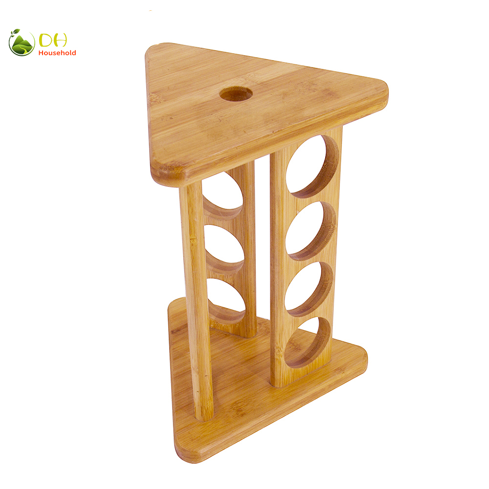 Triangle Bamboo Countertop Spice Rack Shelf Organizer for Kitchen Spices With 12 Jars