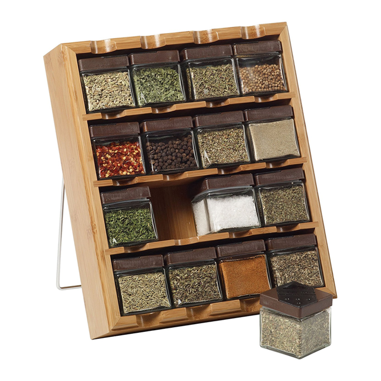 Hot Selling Kitchen 4 Tier Herb and Spice Shelf Bamboo Mounted Spice Storage+holders