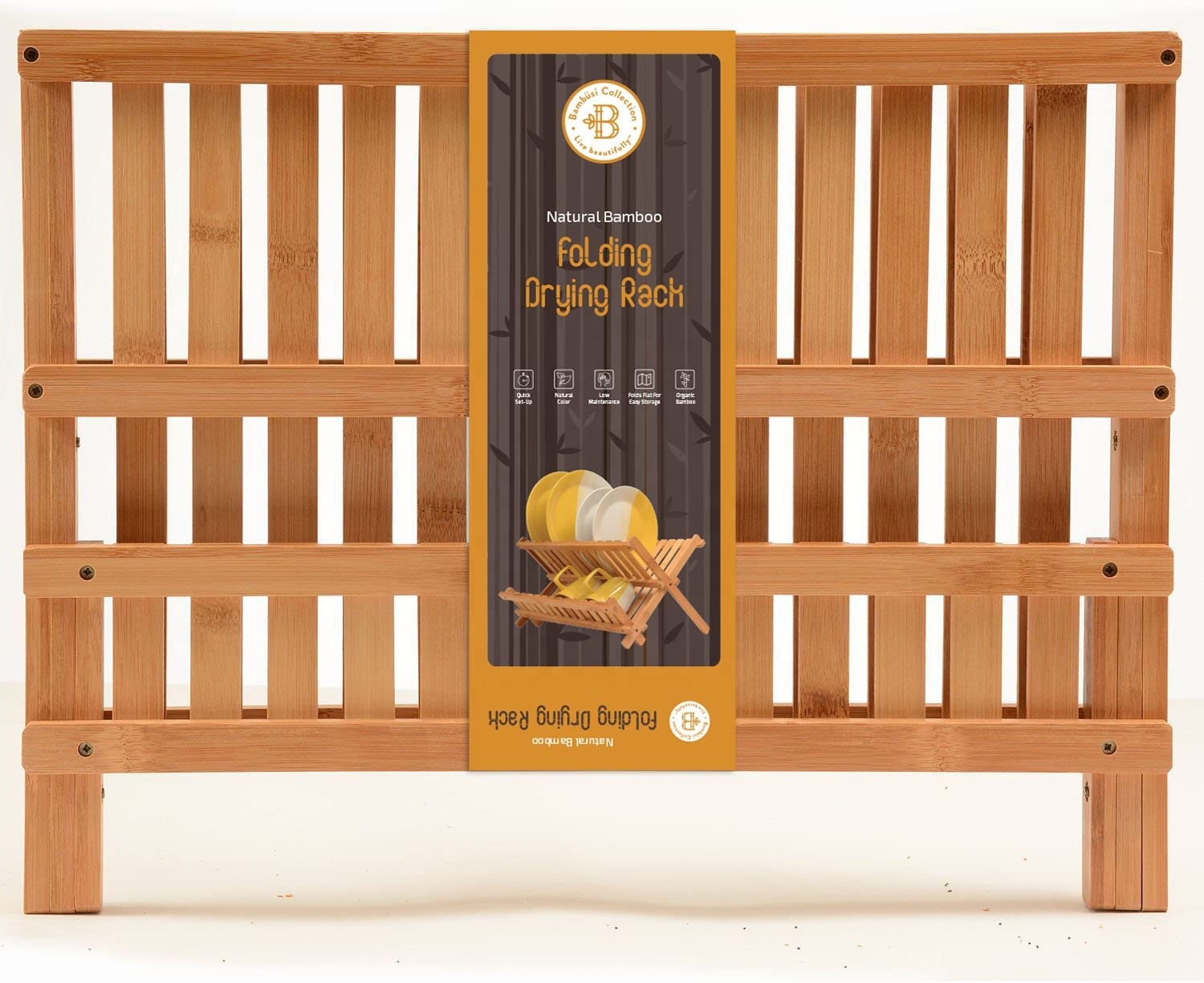 Bamboo Dish Drying Rack for Kitchen Counter Top