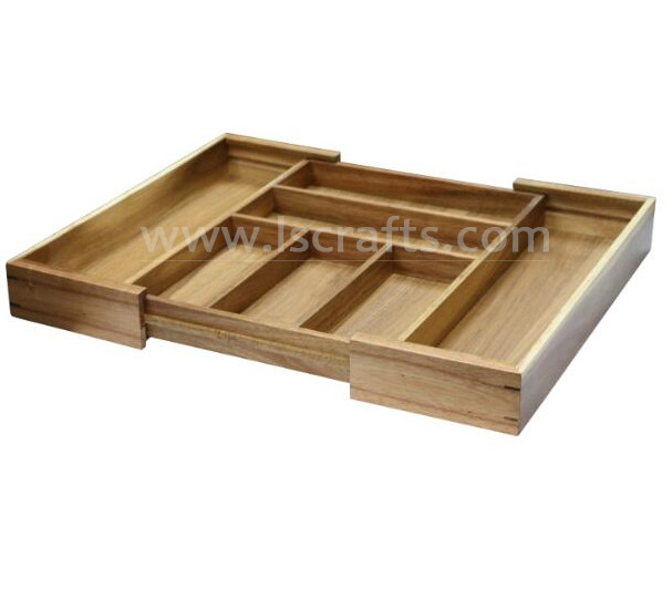 Acacia Wooden Extensible/Expandable Cutlery Tray