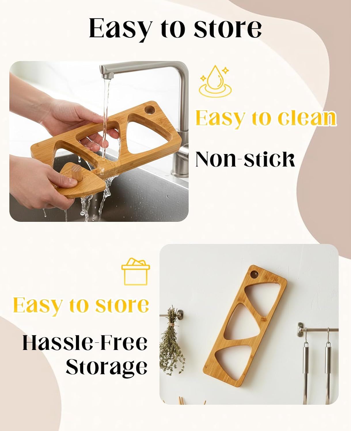 Bamboo Sushi Making Kit, Bamboo Onigiri Rice Ball Mold Set with Triangle Press Plate
