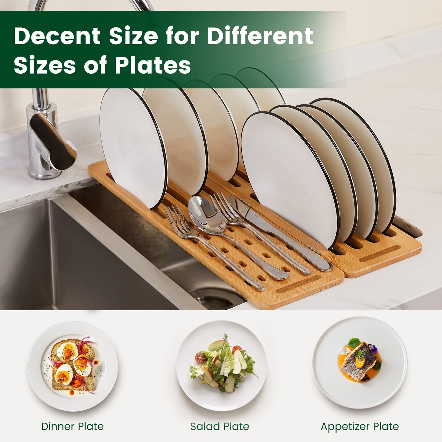 Custom Foldable Bamboo Dish Drying Rack Drainer Multipurpose Kitchen Accessories for Dish and Bowl