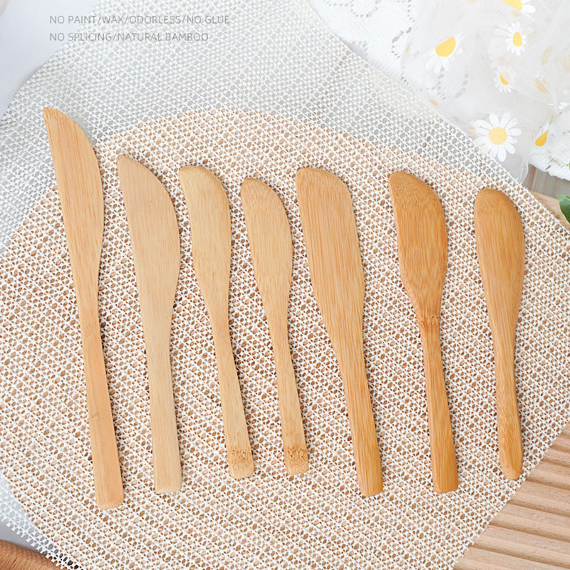 Reusable Eco-Friendly Bamboo Cheese Knife Kitchen Natural Wooden Butter Spatula Multiple Use Cheese Tool Jam Honey Spatula