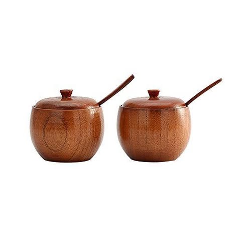 Natural House Bamboo Polished Luxury Seasoning Spice and Salt Box Cellar Salt Keeper with Removable Lid for Party Use