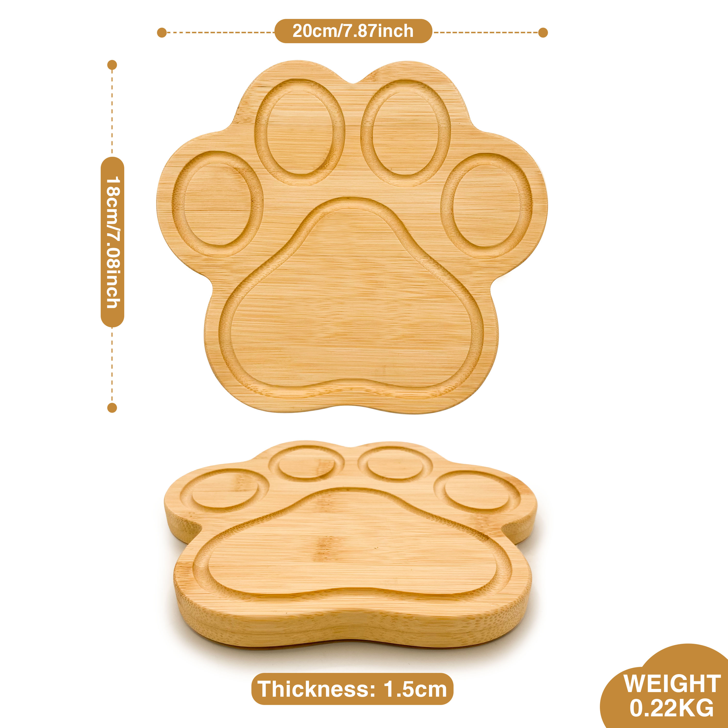 Paw Shaped Bamboo Blocks Wooden Cutting Board and Charcuterie Board for Dog and Cat Lovers