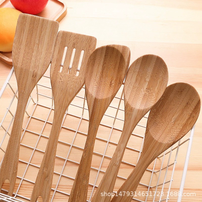Eco-Friendly Bamboo Cooking Tools Wooden Spatula Kitchen Utensil Set