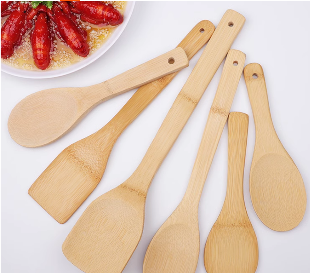Yujinyuan Essential Kitchenware Set New Arrival Bamboo Utensils Including Hollow Pancake Turner Rice Shovel Fish Spatula Scoop