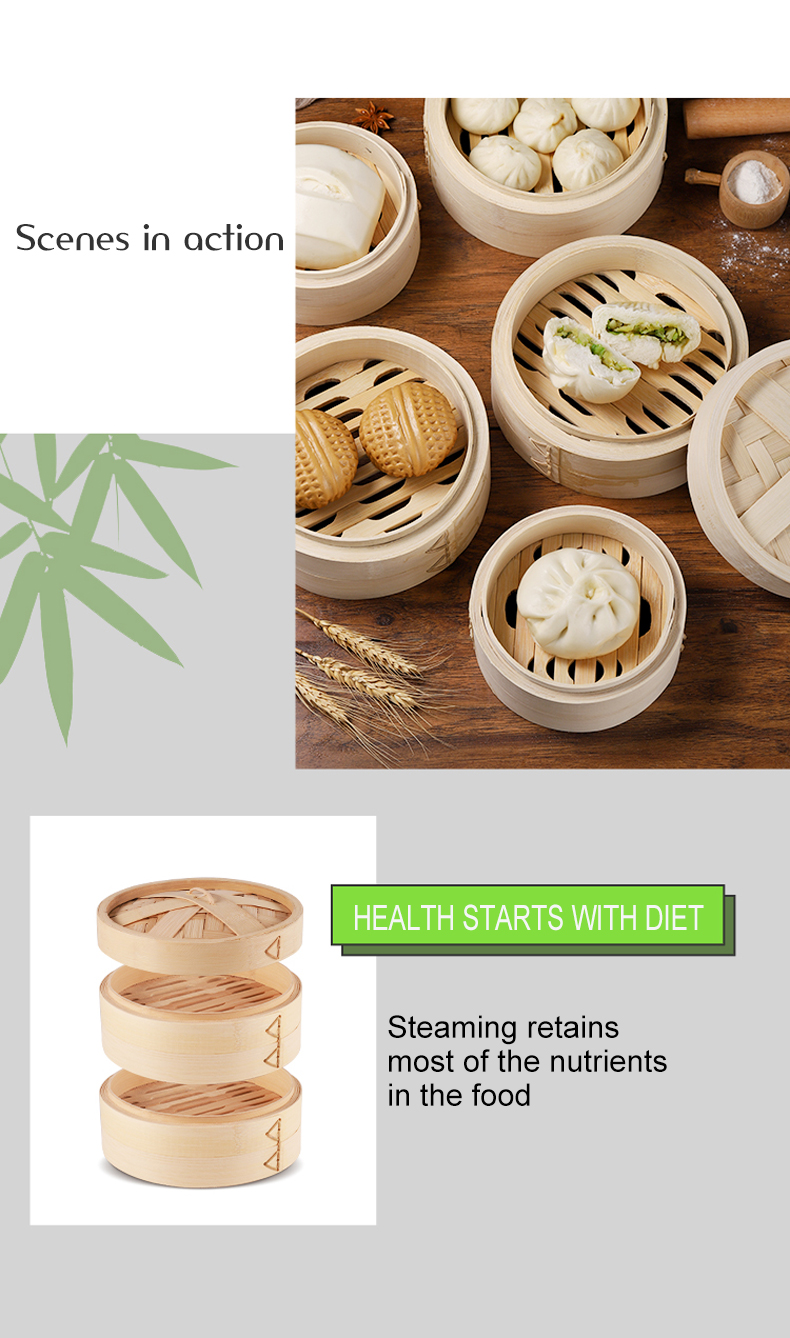 Bamboo Steamer Set Lid and Basket