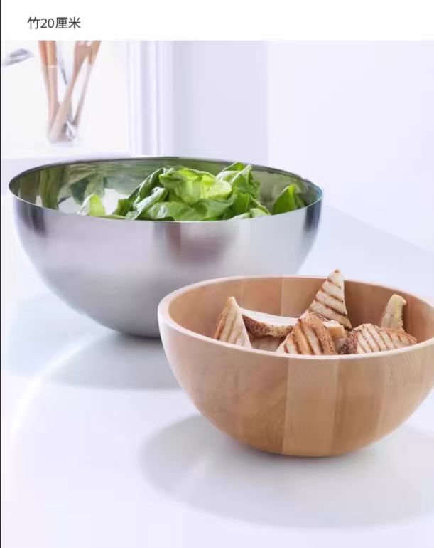 Wholesale Price Handmade 100% Natural Salad Bamboo Wooden Bowl Japan Style Dishwasher Safe Eco-Friendly Durable for Household