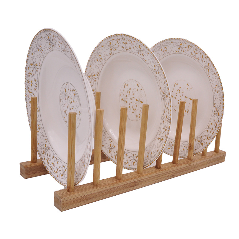 Kitchen Storage Cabinet Bamboo Organizer Rack Stand Dish Plate Book Bowl Cup Pot Lid Cutting Folding Rack Home
