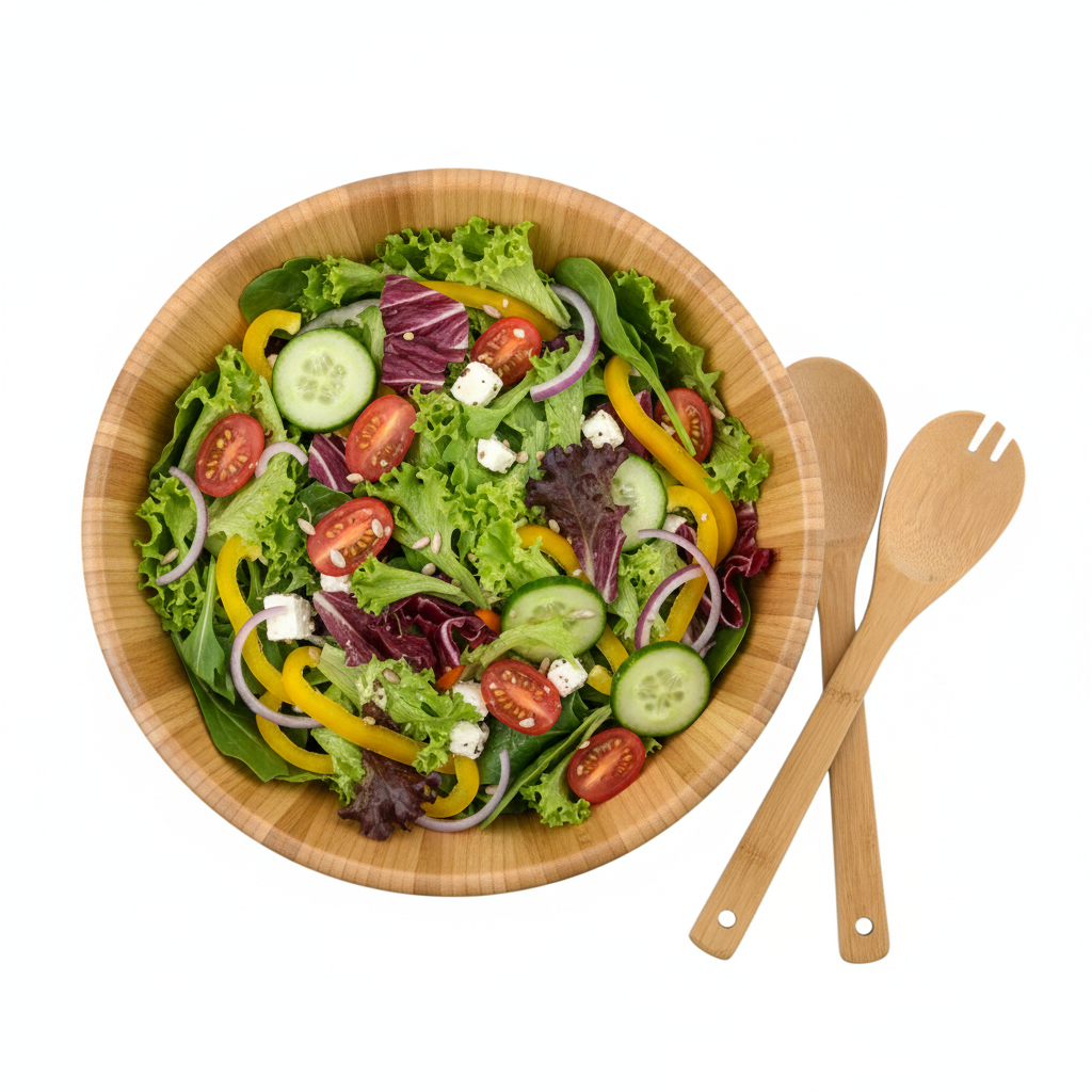 2026 Bamboo Wood Salad Bowl Set with Utensils, 12 Inch Bamboo Salad Fruit Serving Bowl
