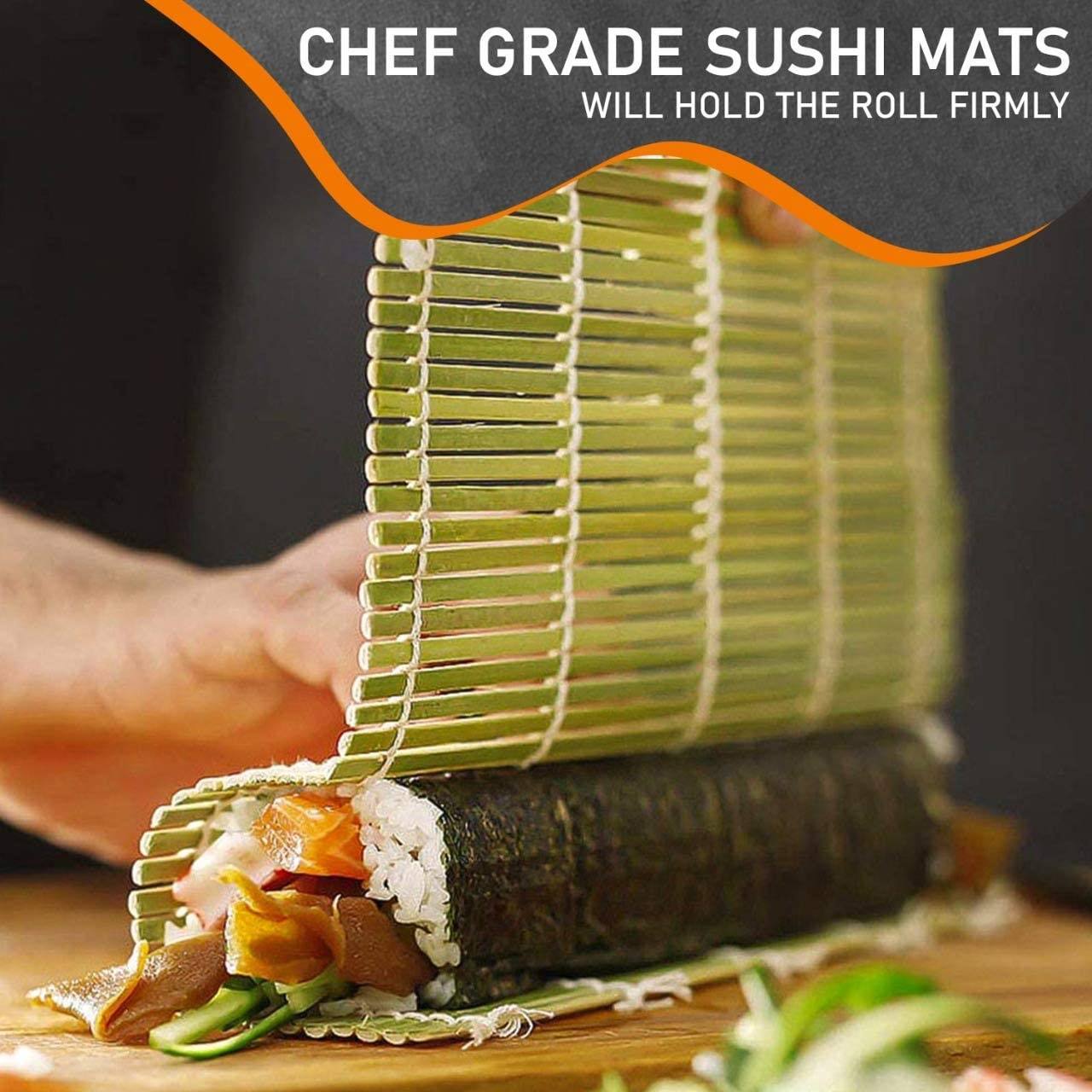 DIY Bamboo Rice Roll Mat Sishi Bazooka Maker Avocado Slicer Sushi Making Kit with Chopsticks Holder Rice Paddle Spreader