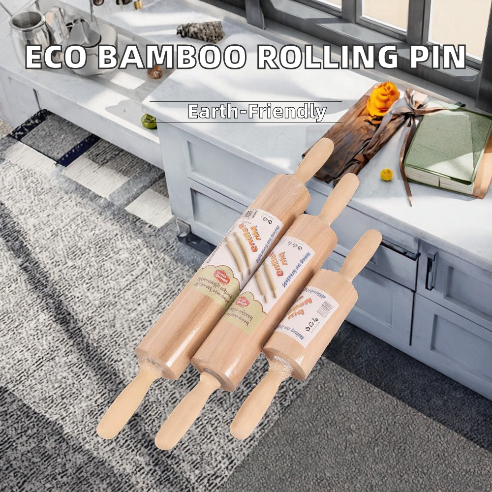 Wood Rolling Pins Set Of 3 Natural Bamboo Kitchen Baking Tools For Dough Handling