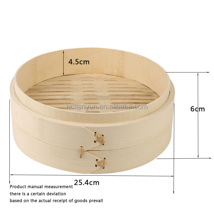 10 Inch Two Cages Natural Bamboo Steamer with Rectangular Design Eco-Friendly Food Grade Customizable Sizes No Pot Cover