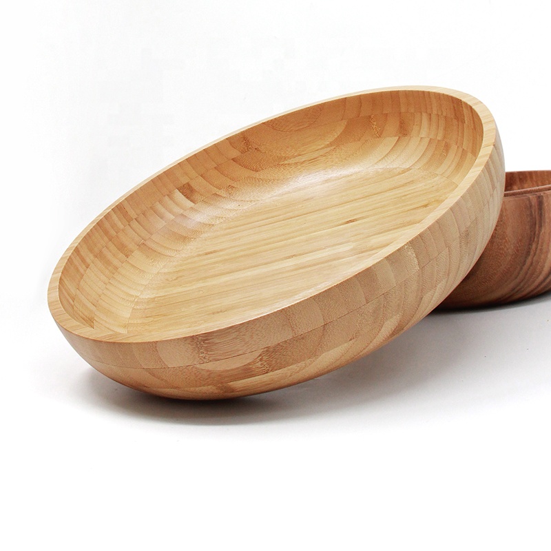 Wholesale 100% Natural Bamboo Salad Bowl Handmade Customized round Bowl for Fruit Polished Kitchenware Sustainable Option