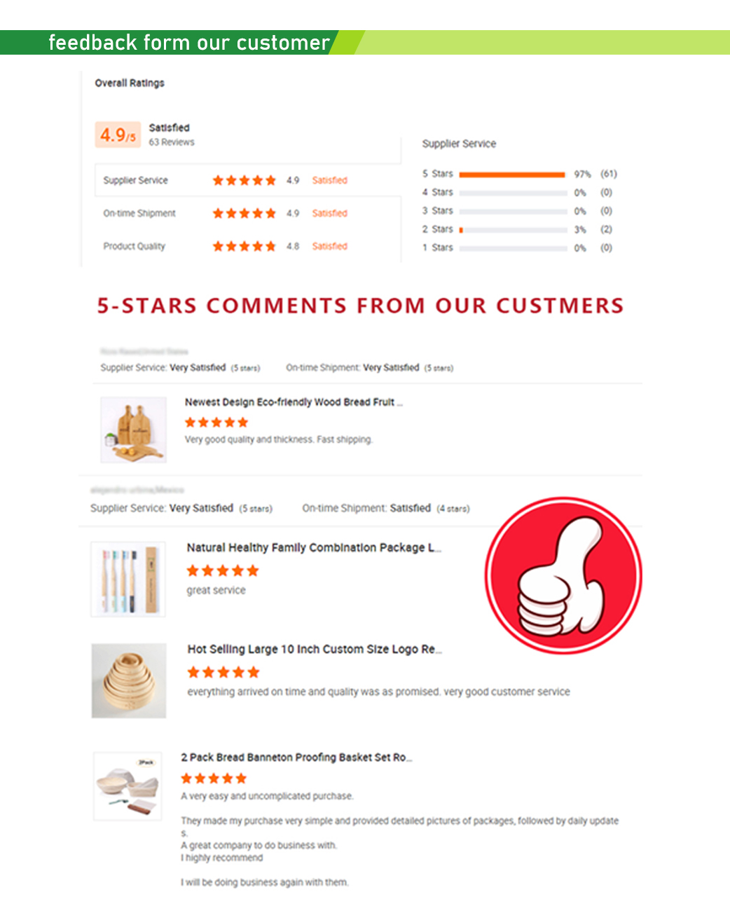 Client Feedback Screenshots