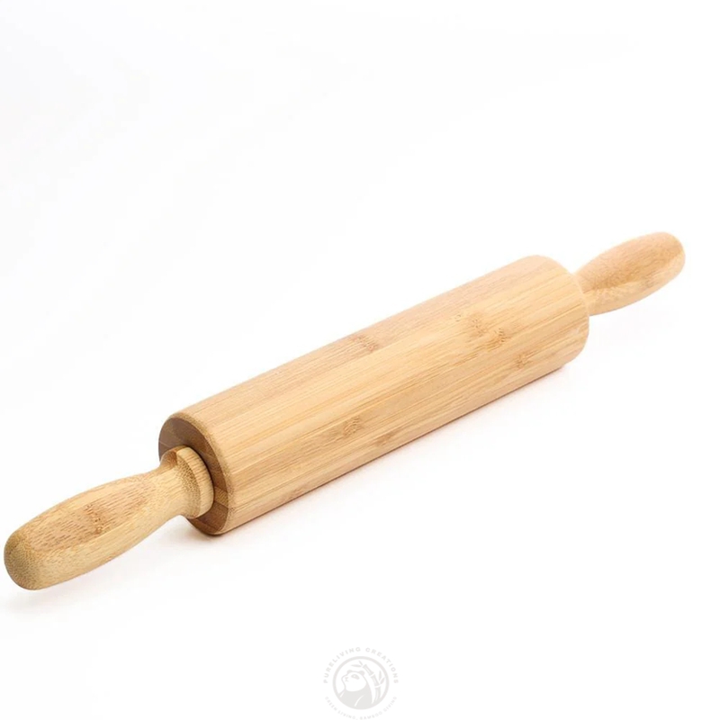 Classic Natural Bamboo Rolling Pin with Handle Includes Pastry Board for Baking