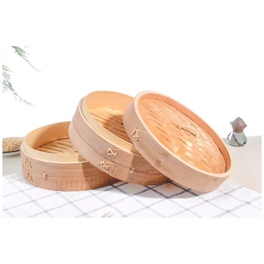 Food Steamers Bamboo Kitchen Sum Steamer Basket 100% Natural Bamboo Steamer