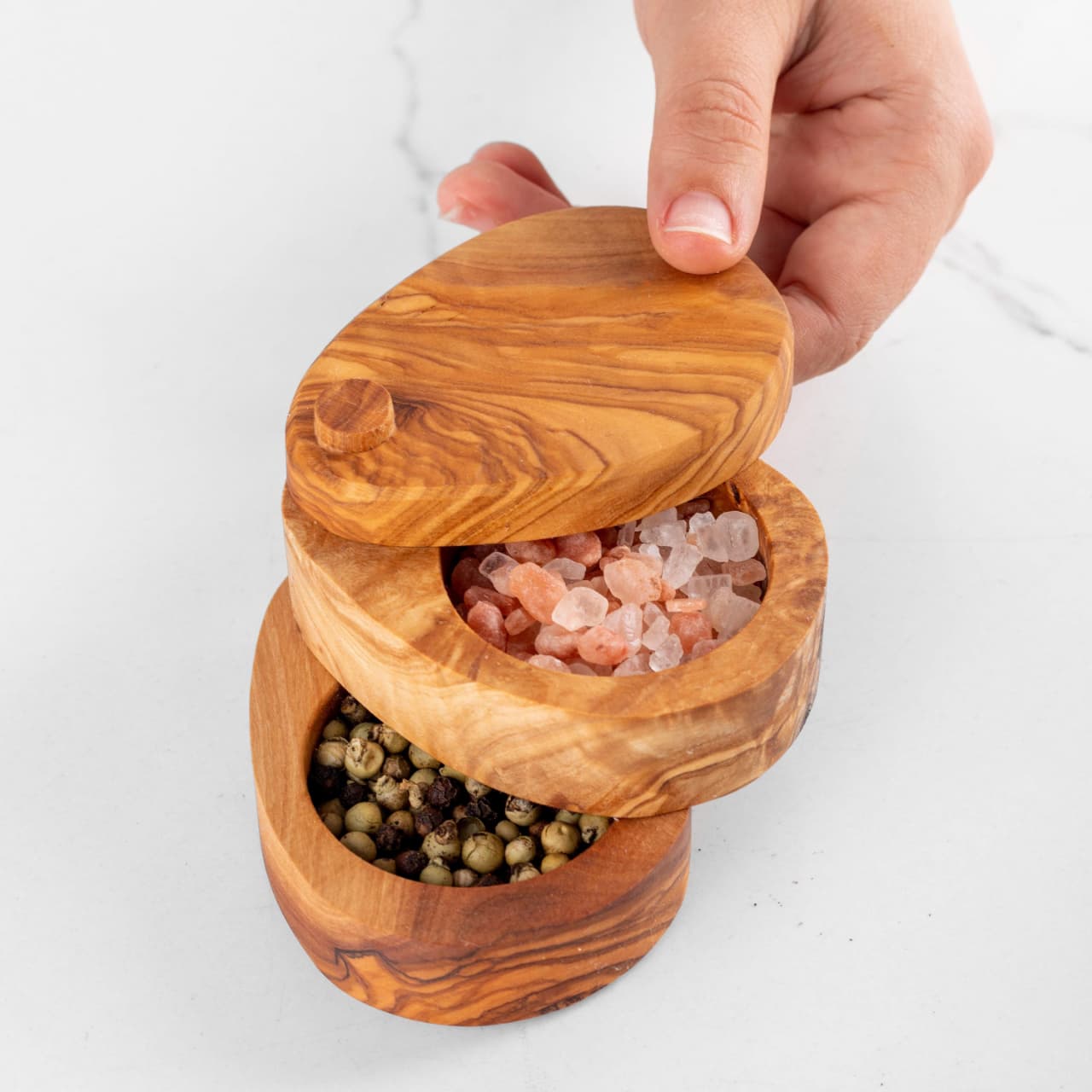 Round Bamboo Salt Cellar Magnetic Swivel Lid Kitchen Seasoning Spice Box Eco Friendly Sugar Pepper Storage Jar Wholesales