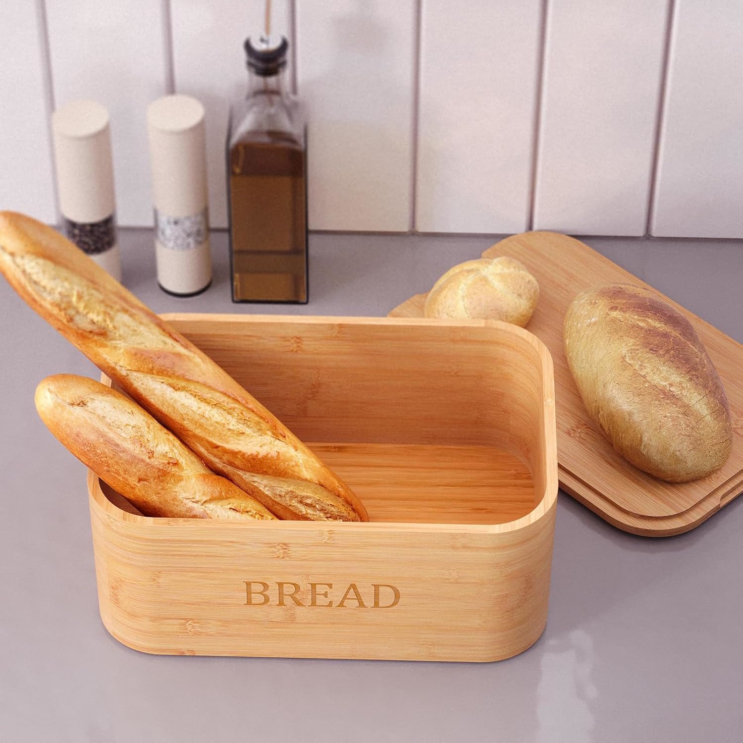 Customizable Modern-Style Bamboo Bread Storage Box Rectangle Food Container Portable 1-3L Capacity Carton Multifunction Office
