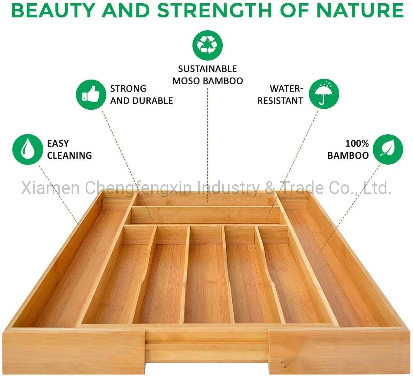 Stylish Bamboo Cutlery Organizer Tray for Contemporary Kitchens