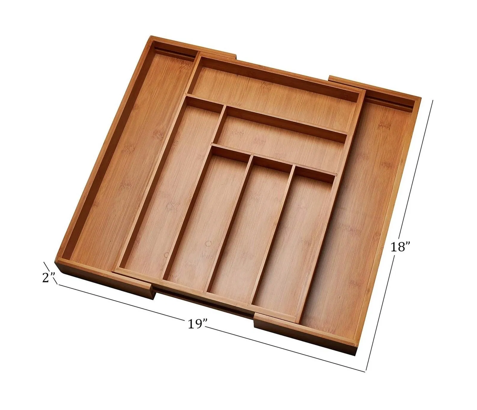 Premium Bamboo Flatware Organizer Tray for Kitchen Cutlery