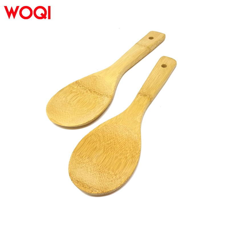 WOQI Natural Non-Stick Cookware Set Bamboo Rice Paddles &amp; Wooden Serving Spoon Utensils for Healthy Cooking &amp; Serving