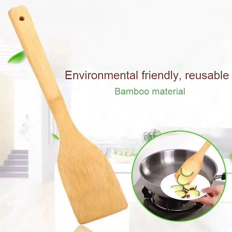 Wholesale Non Stick Cooking Accessories Solid Slotted Spoon Turner Kitchen Utensils Nan Bamboo Spatula