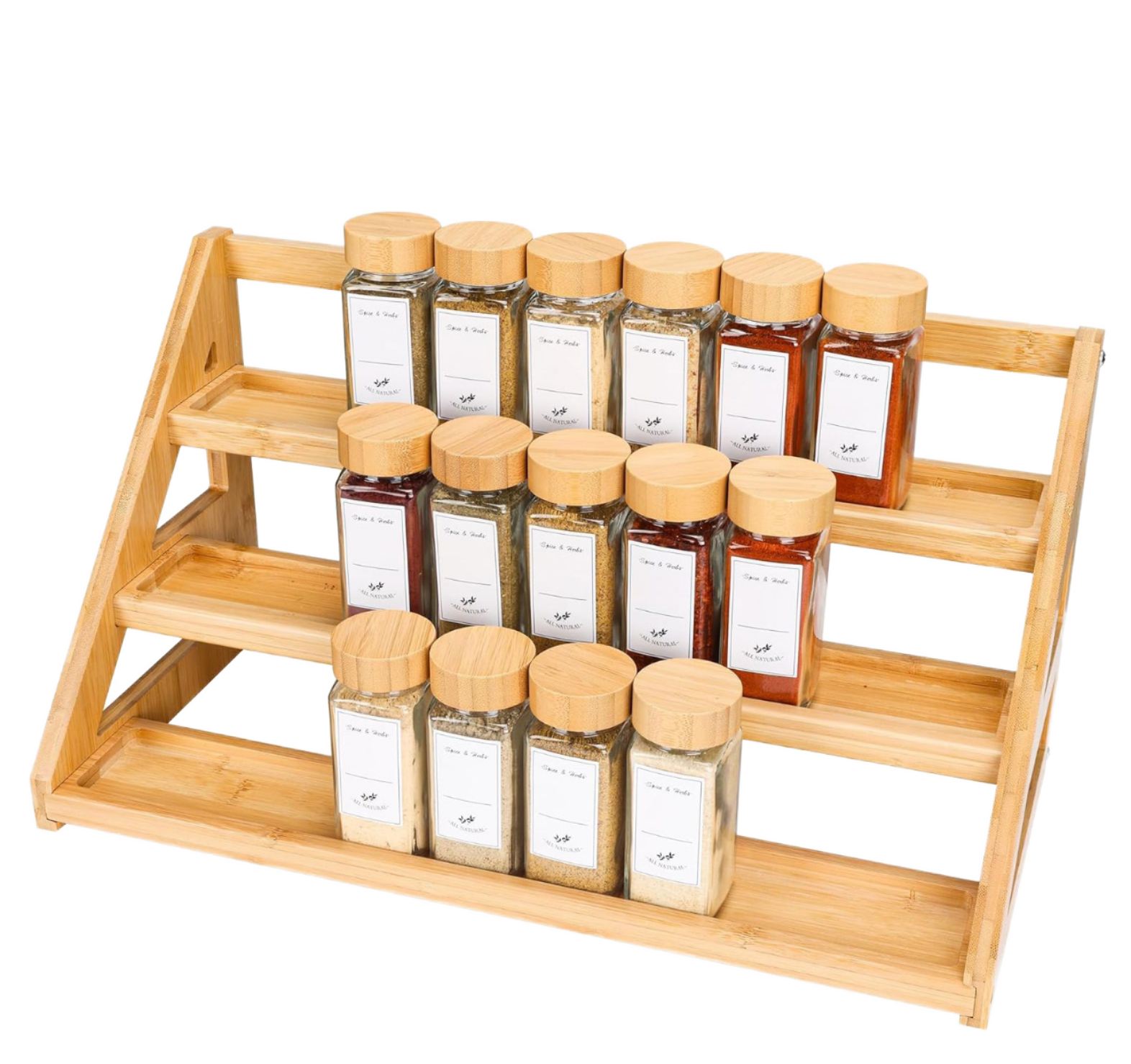Wholesale Classic Kitchen Bamboo Three-Layer Multifunction Spice Rack Organizer for Countertops and Cabinets