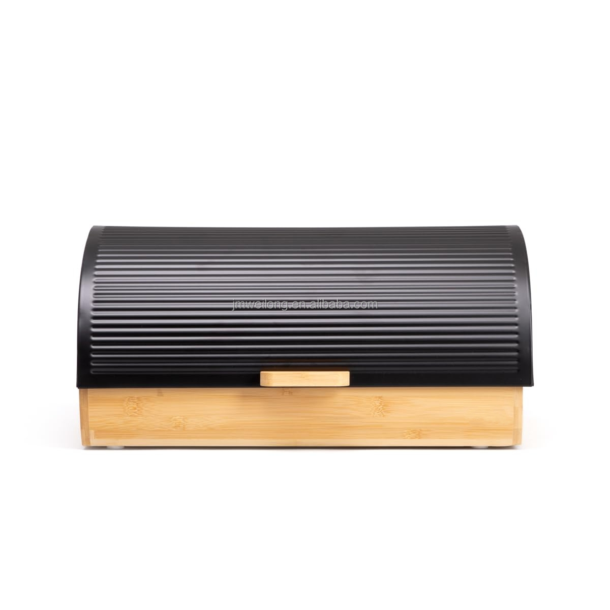 Kitchen Bamboo Bread Box With Metal Lid Storage Vintage Style Bread Bin Large Size Embossed Logo