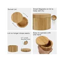 Bamboo Salt Cellar Salt Container Storage Box Spice Box Salt Bowl